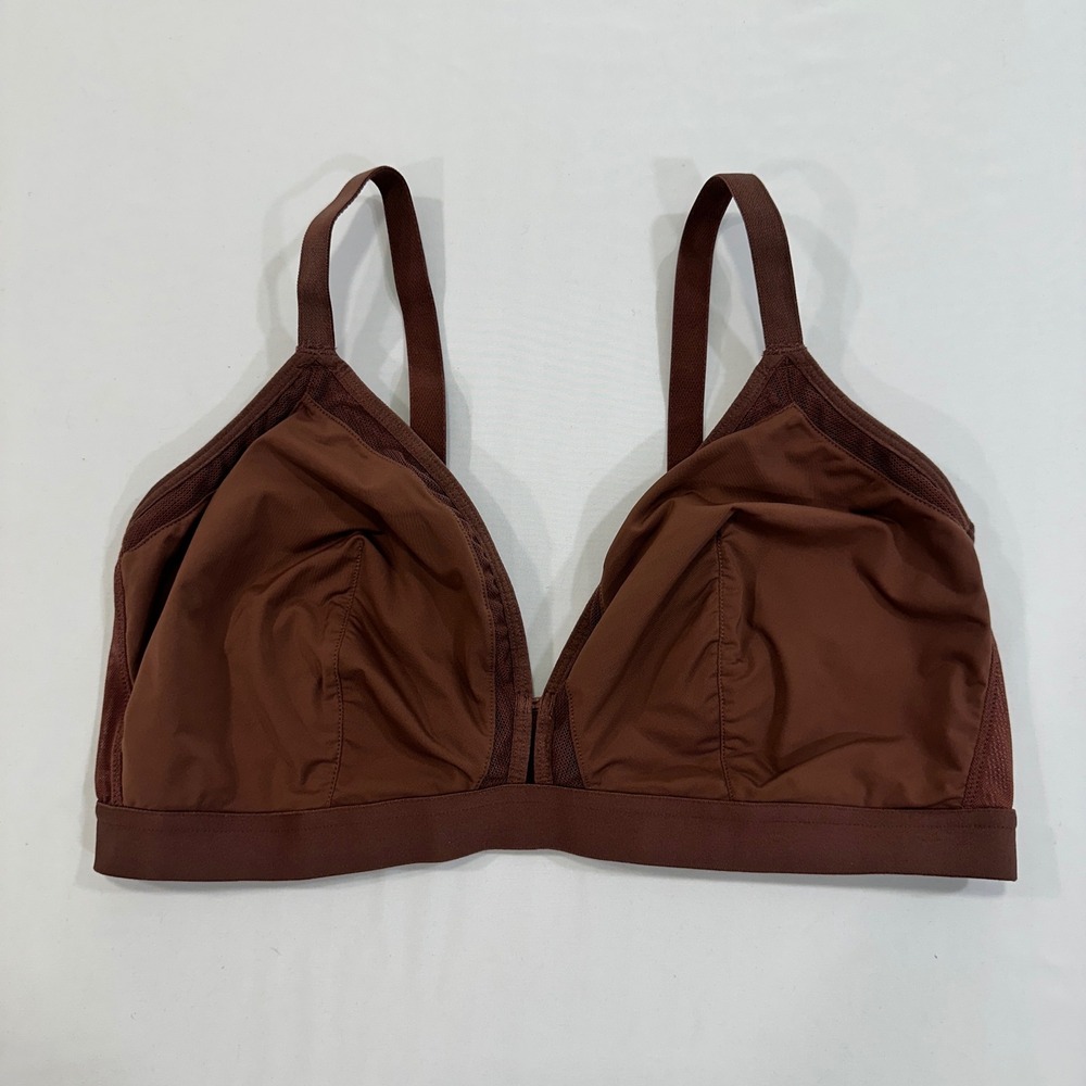 Lively Mesh Trim Bralette Womens‎ Size 3 Brown Wireless Adjustable | Minimalist
